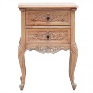 Challuy Hand Crafted Mahogany Bedside Table, Weathered Oak by Millesime, a Bedside Tables for sale on Style Sourcebook