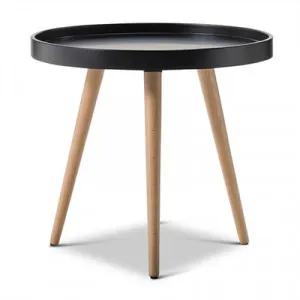 Aerin Retro Wooden 48cm Round Side Table - Black by FLH, a Side Table for sale on Style Sourcebook