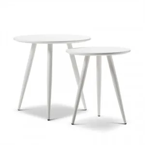Zetta 2 Piece Round Side Table Set - White by FLH, a Side Table for sale on Style Sourcebook