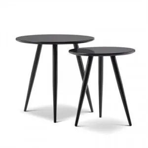 Zetta 2 Piece Round Side Table Set - Black by FLH, a Side Table for sale on Style Sourcebook