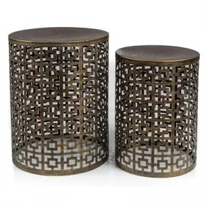Rashmi 2 Piece Cutout Iron Side Table Set, Bronze by Casa Uno, a Side Table for sale on Style Sourcebook