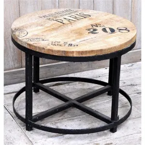 Grayson Timber & Metal Round Coffee Table, 60cm by Philuxe Home, a Coffee Table for sale on Style Sourcebook