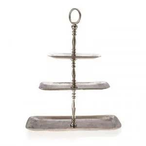 Perales Aluminium 3 Tier Rectangular Cake Stand, Antique Silver by Casa Uno, a Cake Stands for sale on Style Sourcebook