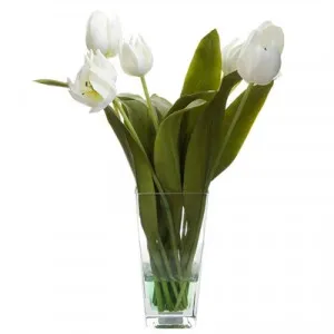 Artificial Tulips in Glass Vase, White by Florabelle, a Plants for sale on Style Sourcebook