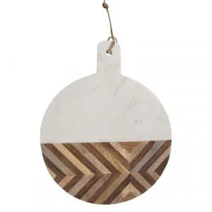 Alma Marble & Timber Round Serving Board, Large by Casa Sano, a Platters & Serving Boards for sale on Style Sourcebook