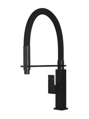 Meir | MATTE BLACK SQUARE FLEXIBLE KITCHEN MIXER TAP by Meir, a Kitchen Taps & Mixers for sale on Style Sourcebook