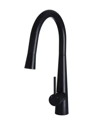 Meir | MATTE BLACK ROUND PULL OUT KITCHEN MIXER TAP by Meir, a Kitchen Taps & Mixers for sale on Style Sourcebook