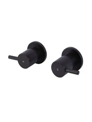 Meir | MATTE BLACK ROUND QUARTER-TURN WALL TOP ASSEMBLIES by Meir, a Bathroom Taps & Mixers for sale on Style Sourcebook