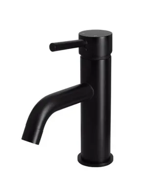 Meir | MATTE BLACK ROUND BASIN MIXER CURVED by Meir, a Bathroom Taps & Mixers for sale on Style Sourcebook