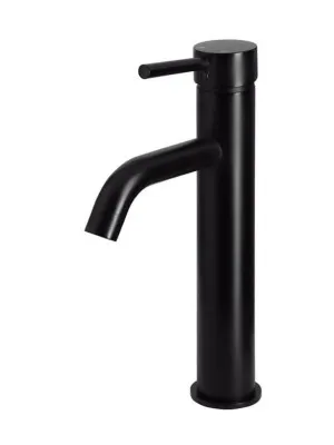 Meir | MATTE BLACK ROUND TALL BASIN MIXER CURVED by Meir, a Bathroom Taps & Mixers for sale on Style Sourcebook