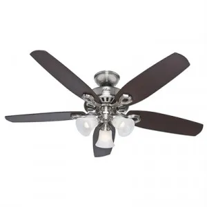 Hunter Builder Plus Brushed Nickel Ceiling Fan with Brazilian Cherry / Burnt Walnut Switch Blades and Lights by Hunter, a Ceiling Fans for sale on Style Sourcebook