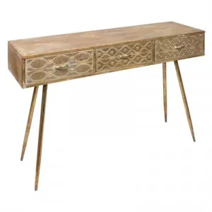 Aladdin Metal Filigree Console Table, 120cm, Antique Brass by Casa Uno, a Console Table for sale on Style Sourcebook