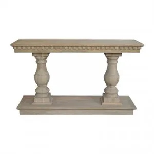 Balustrade Oak Timber Console Table, 155cm, Weathered Oak by Manoir Chene, a Console Table for sale on Style Sourcebook