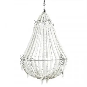 Louisa Wooden Beaded Pendant Light, Large, White by Casa Uno, a Pendant Lighting for sale on Style Sourcebook