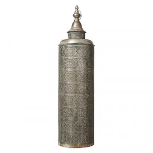 Aladdin Metal Filigree Floor Lantern, Large, Antique Silver by Casa Uno, a Lanterns for sale on Style Sourcebook