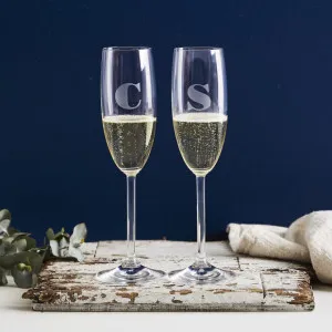 Personalised couple's initials Champagne glasses (set of two) by Lottie & Liv, a Champagne Glasses for sale on Style Sourcebook