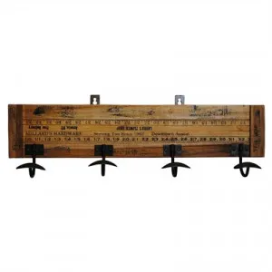 Surveyors Rod Timber and Metal 4 Hook Coat Rack by Chateau Legende, a Wall Shelves & Hooks for sale on Style Sourcebook