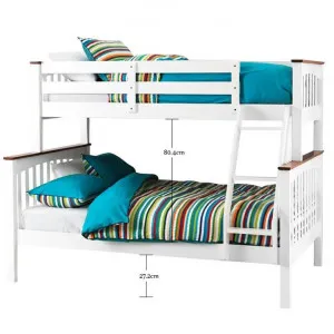 Sarah New Zealand Pine Timber Bunk Bed, Trio, White / Walnut by AusFurniture, a Kids Beds & Bunks for sale on Style Sourcebook