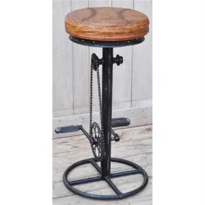 Lambton Hand Crafted Iron Industrial Bar Stool with Leather Seat by Philbee Interiors, a Bar Stools for sale on Style Sourcebook