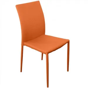 Sykes Fabric Upholstered Steel Dining Chair - Orange by Brighton Home, a Dining Chairs for sale on Style Sourcebook