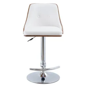 Florence PU Leather & Timber Gas Lift Bar Chair, White by Maison Furniture, a Bar Stools for sale on Style Sourcebook