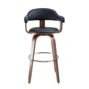 Millan Bentwood Swivel Bar Chair, Black / Walnut by Maison Furniture, a Bar Stools for sale on Style Sourcebook