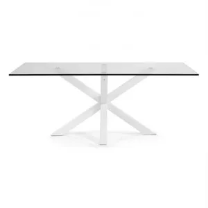 Bromley Tempered Glass & Epoxy Steel Dining Table, 200cm, Clear / White by El Diseno, a Dining Tables for sale on Style Sourcebook
