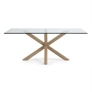 Bromley Tempered Glass & Steel Dining Table, 200cm, Clear / Natural by El Diseno, a Dining Tables for sale on Style Sourcebook