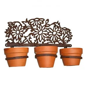 Daisies Cast Iron 3 Ring Wall Pot Holder, Antique Rust by Mr Gecko, a Plant Holders for sale on Style Sourcebook