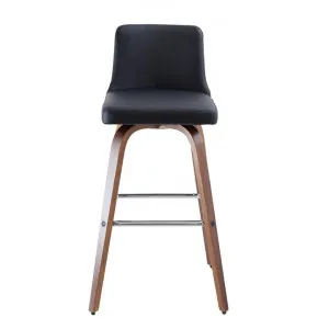 Matera Faux Leather & Bentwood Swivel Bar Stool, Black / Walnut by Maison Furniture, a Bar Stools for sale on Style Sourcebook
