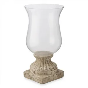 Palmira Cement and Glass Urn Hurricane, Large, Dirty White by Casa Uno, a Lanterns for sale on Style Sourcebook