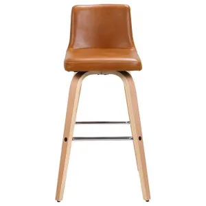 Matera Faux Leather & Bentwood Swivel Bar Stool, Tan / Oak by Maison Furniture, a Bar Stools for sale on Style Sourcebook