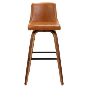 Matera Faux Leather & Bentwood Swivel Bar Stool, Tan / Walnut by Maison Furniture, a Bar Stools for sale on Style Sourcebook