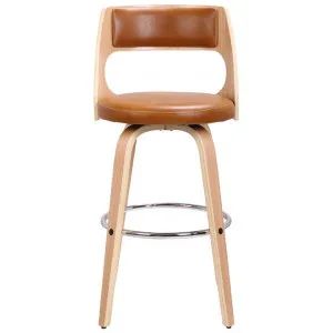 Oslo Swivel Bar Stool, Tan / Oak with Silver Footrest by Maison Furniture, a Bar Stools for sale on Style Sourcebook