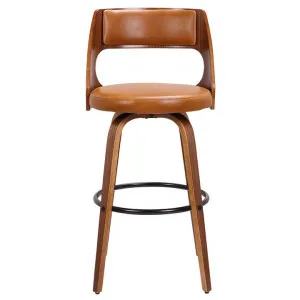 Oslo Swivel Bar Stool, Tan / Walnut with Black Footrest by Maison Furniture, a Bar Stools for sale on Style Sourcebook