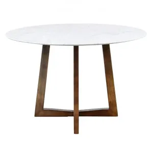 Zed Marble Top Round Dining Table, 115cm, White / Walnut by Conception Living, a Dining Tables for sale on Style Sourcebook