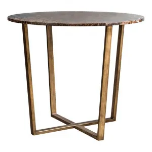 Chan Marble Top Round Dining Table, 90cm, Brown / Brass by Franklin Higgins, a Dining Tables for sale on Style Sourcebook