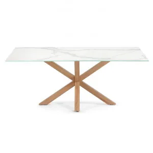 Bromley Ceramic Glass & Steel Dining Table, 200cm, Kalos Blanco / Natural by El Diseno, a Dining Tables for sale on Style Sourcebook