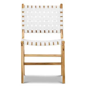 Lazie Woven Leather & Teak Dining Chair, Set of 2, White / Natural by FLH, a Dining Chairs for sale on Style Sourcebook