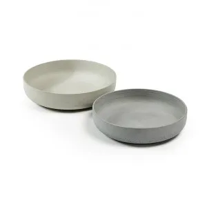 Shelby 2 Piece Cement Shallow Bowl Set, Light Grey / Grey by El Diseno, a Plant Holders for sale on Style Sourcebook