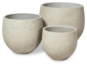 Nario 3 Piece Cement Pot Set, Cream by Casa Uno, a Plant Holders for sale on Style Sourcebook