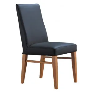 Theon Leather Dining Chair, Black / Blackwood by OZW Furniture, a Dining Chairs for sale on Style Sourcebook