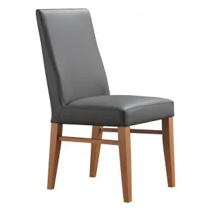 Theon Leather Dining Chair, Grey / Blackwood by OZW Furniture, a Dining Chairs for sale on Style Sourcebook