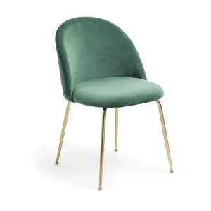 Loftus Velvet Fabric Dining Chair, Emerald / Gold by El Diseno, a Dining Chairs for sale on Style Sourcebook