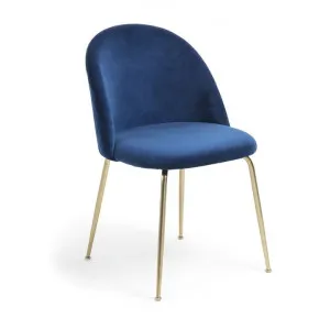 Loftus Velvet Fabric Dining Chair, Blue / Gold by El Diseno, a Dining Chairs for sale on Style Sourcebook