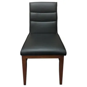 Dalmar Leather Dining Chair, Black / Blackwood by OZW Furniture, a Dining Chairs for sale on Style Sourcebook