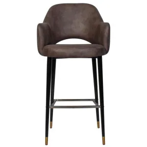 Albury Commercial Grade Eastwood Fabric Bar Stool, Metal Leg, Donkey / Black Brass by Eagle Furn, a Bar Stools for sale on Style Sourcebook