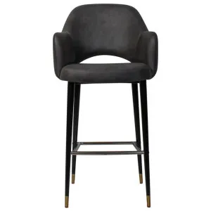 Albury Commercial Grade Fabric Bar Stool, Metal Leg, Slate / Black Brass by Eagle Furn, a Bar Stools for sale on Style Sourcebook