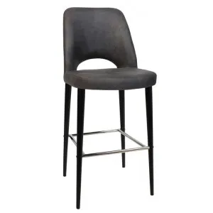 Albury Commercial Grade Fabric Bar Stool, Metal Leg, Slate / Black by Eagle Furn, a Bar Stools for sale on Style Sourcebook