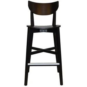 Rialto Commercial Grade Oak Timber Bar Stool, Timber Seat, Black by Eagle Furn, a Bar Stools for sale on Style Sourcebook